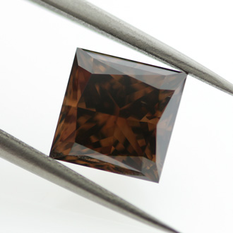 Fancy Dark Orangy Brown Diamond, Princess, 3.09 carat, SI2- C